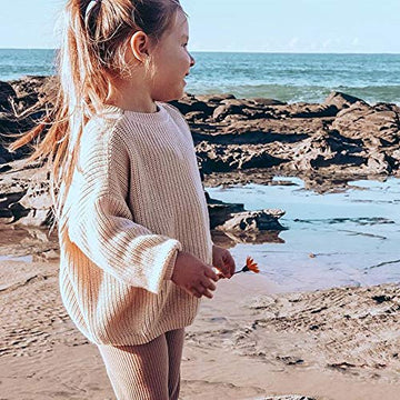 Infant Toddler Baby Girl Boy Knit Sweater Pullover Sweatshirt Long Sleeve Shirt Tops Knitted Fall Winter Clothes (Beige, 3-6 Mon