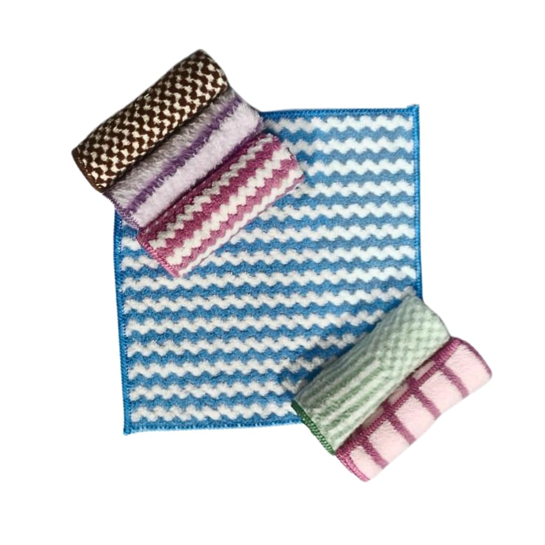 KLEANSHINE Ultra Soft Microfiber Baby Wash Cloth 25x25 cm Pack of 6 Multicolor | Absorbent Infant Face Towel Gentle Skin Wipe Dr
