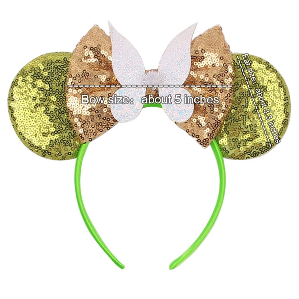 Foeran Mouse Ears Headbands Shiny Bows Mouse Ears Glitter Party Princess Decoration Cosplay Costume For Girls Women (Butterfly/G