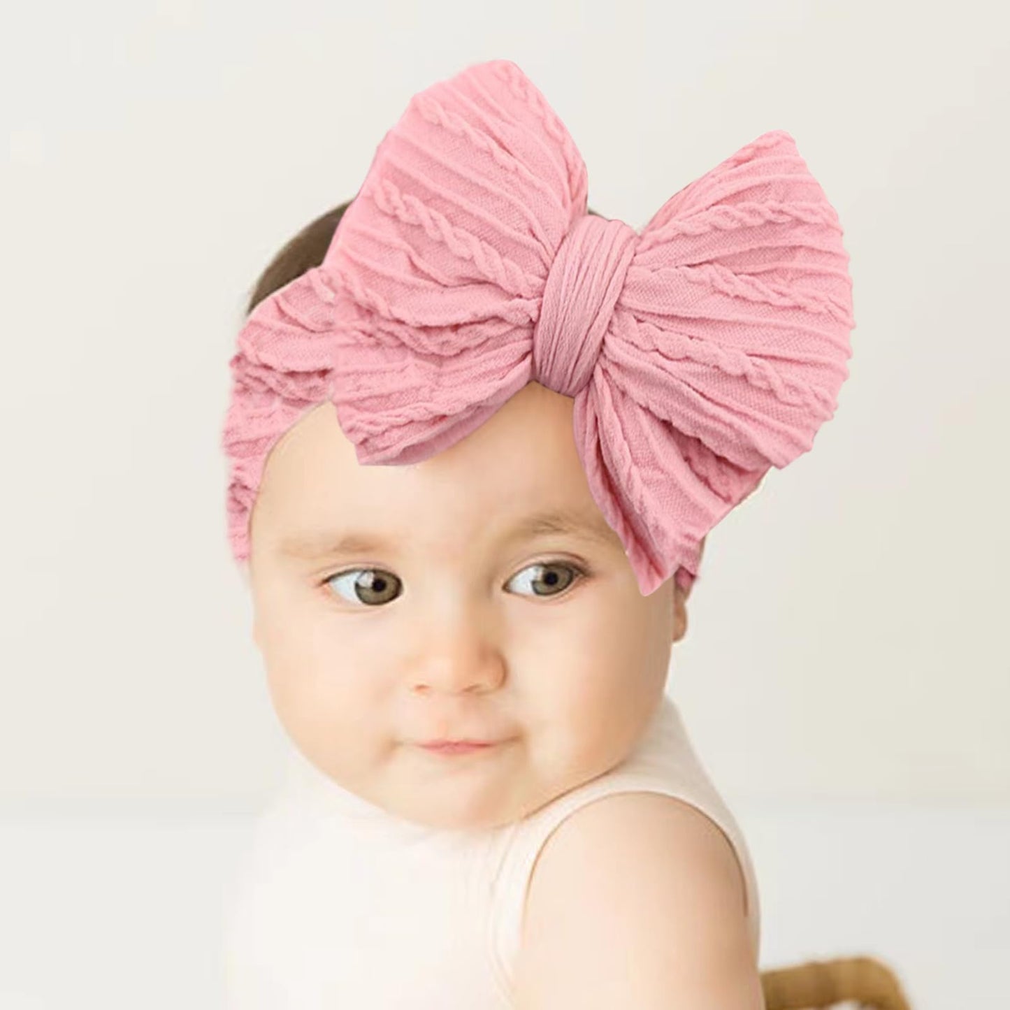 Chiduerm Baby Bows Headbands Nylon Hairbands Baby Girl Bows Hair Accessories For Infant Toddler Essentials(Beige Pink Red, Mid)