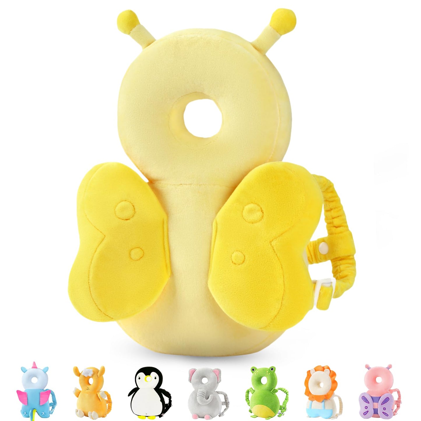 JunNeng Baby Head Protector Backpack, Toddler Walking Fall Head Protection,Yellow Butterfly