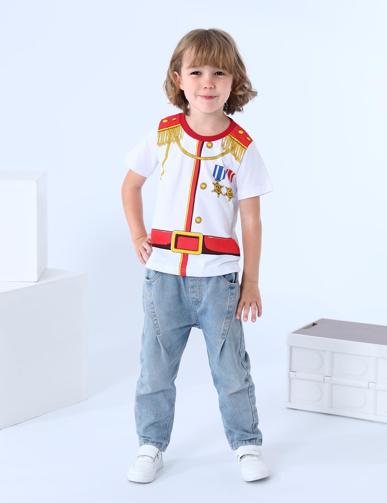 Cosland Toddler Prince Shirt Little Boys Halloween Costume, White, 4T