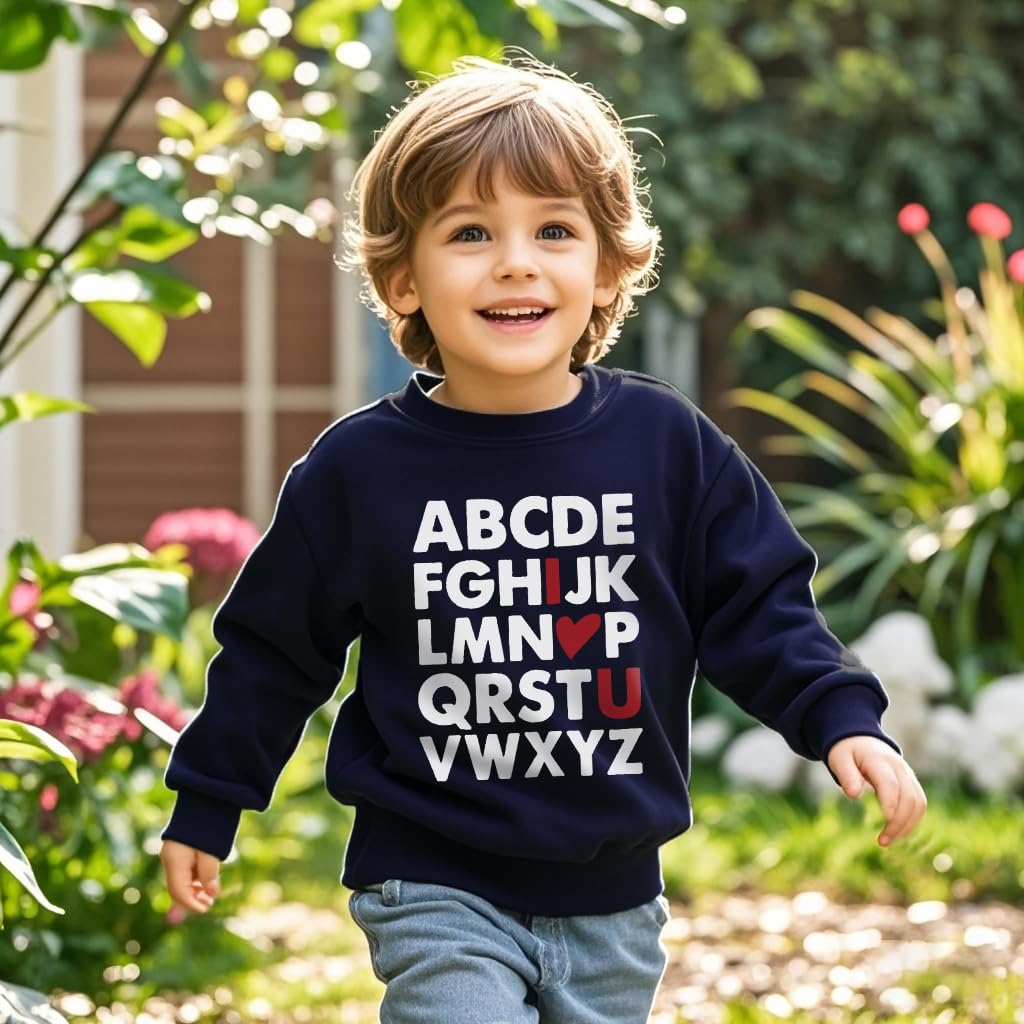 Sineeko Valentines Day Sweatshirts Boys Girls Valentine'S Abc I Love U Heart Graphic Shirt Toddler Kids Long Sleeve Tops 7T