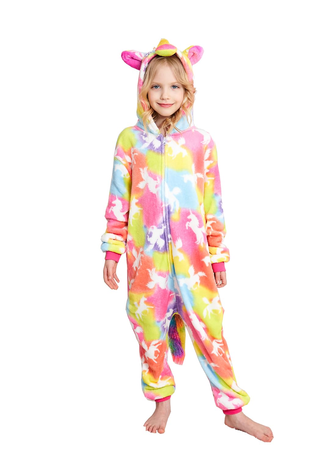 Fuzzycosplay Kids Unicorn Costume Onesie Animal Pajamas One Piece Birthday Gifts Cloudy Flying Horse 4T