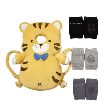 Feidoog Baby Head Protector Cushion Backpack With 3 Baby Knee Pads For Walking & Crawling,Tiger