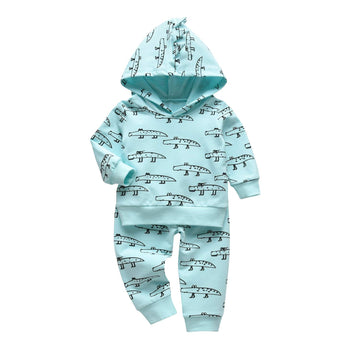 Toddler Infant Baby Boy Clothes Crocodile Long Sleeve Hoodie Tops Sweatsuit Pants Outfit Set (4-5T)
