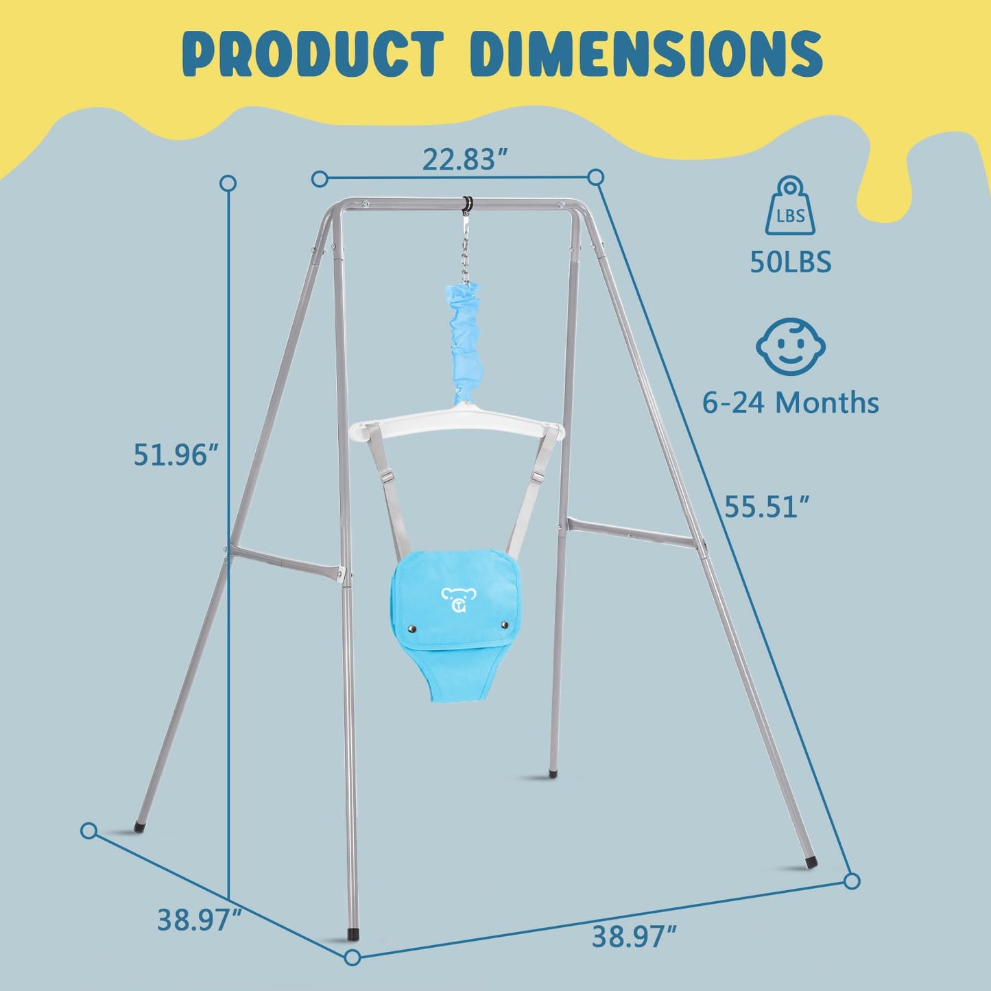 Baby Jumper With Stand, Baby Jumpers And Bouncers, Baby Exerciser Suitable For 6-24 Months, Easy To Assemble & Store Jumper For