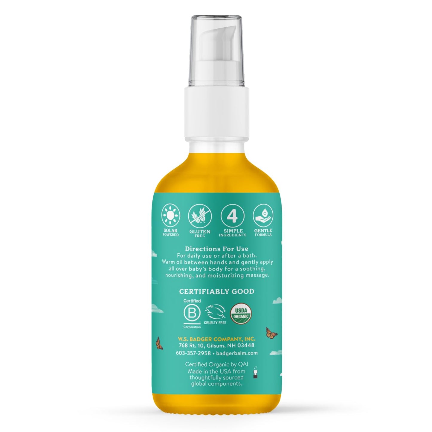 Badger Baby Oil With Chamomile Calendula, All Organic Ingredients, Soften Moisturize With Organic Baby Oil For Dry Skin Or Cradl