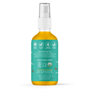 Badger Baby Oil With Chamomile Calendula, All Organic Ingredients, Soften Moisturize With Organic Baby Oil For Dry Skin Or Cradl