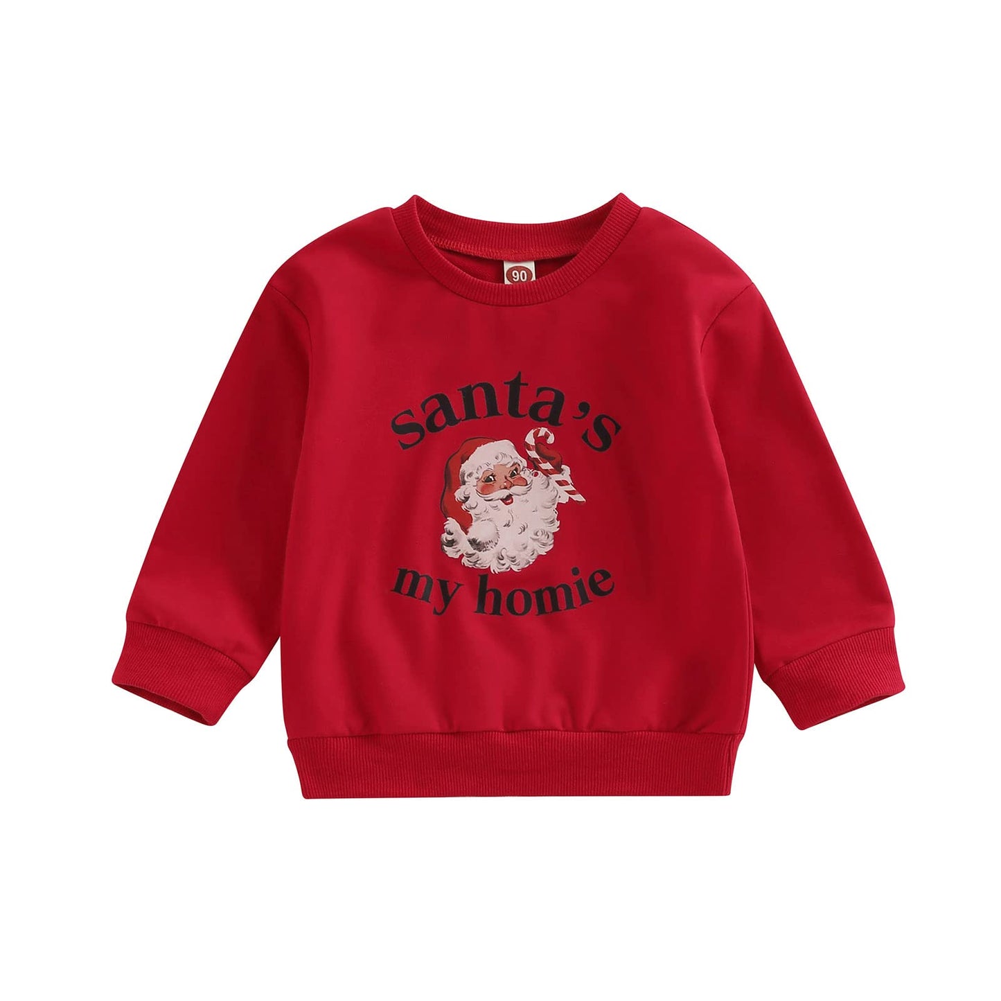Toddler Baby Christmas Outfit Girl Boy Crewneck Sweatshirt Letter Print Long Sleeve Sweater Shirt Fall Clothes (Santa 'S My Homi
