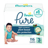 Pampers Baby Diapers - Pure Protection - Size 3, 116 Count, For Up To 100% Leakproof, Premium Plant-Based Skin Protection