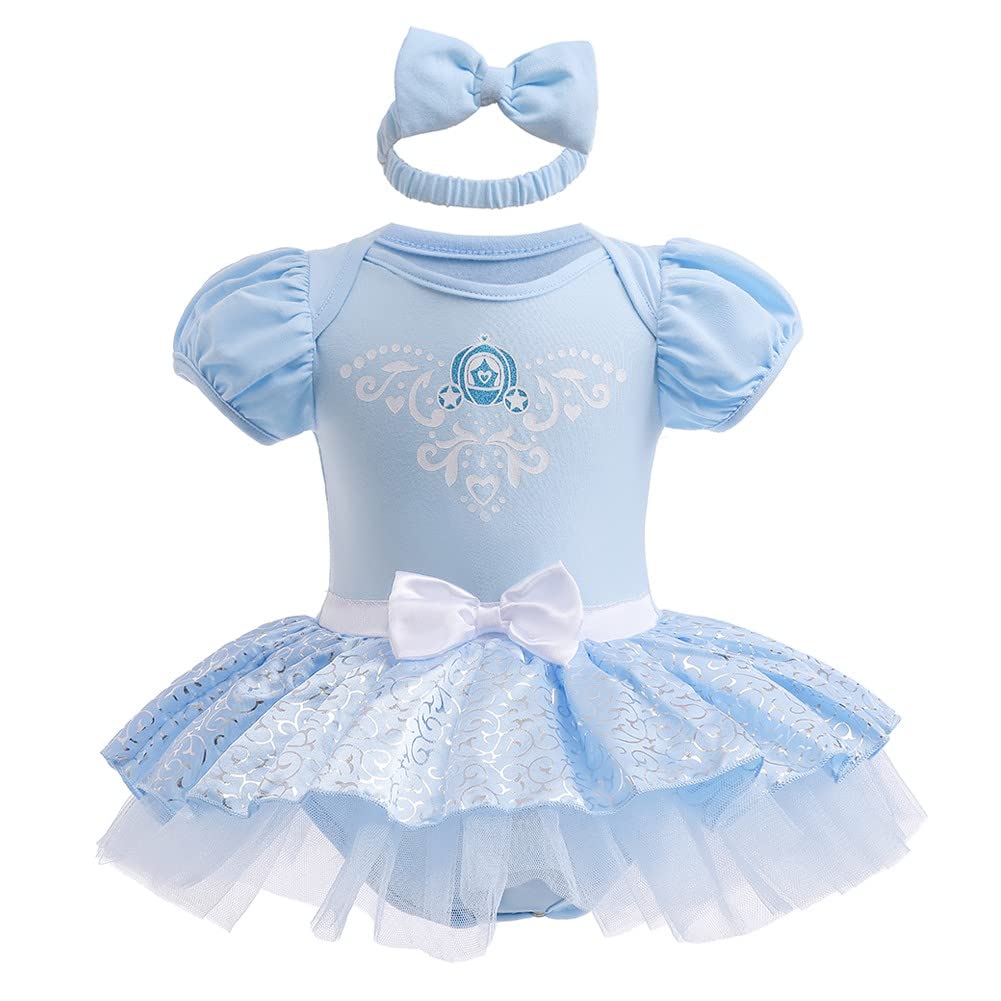 NEWEPIE Cinderella Princess Costume for Baby Girls Halloween Outifts Birthday Romper Tutu Dress w/Headband