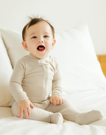 Vaenait Baby Toddler Boys Girls Solid Footie Pajama Cozy Modal Ivory 12M