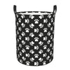 Gbuzozie Black And White Dog Animal Paws Round Laundry Hamper Storage Basket Toys Clothes Organizer Bin For Home Bathroom Bedroo