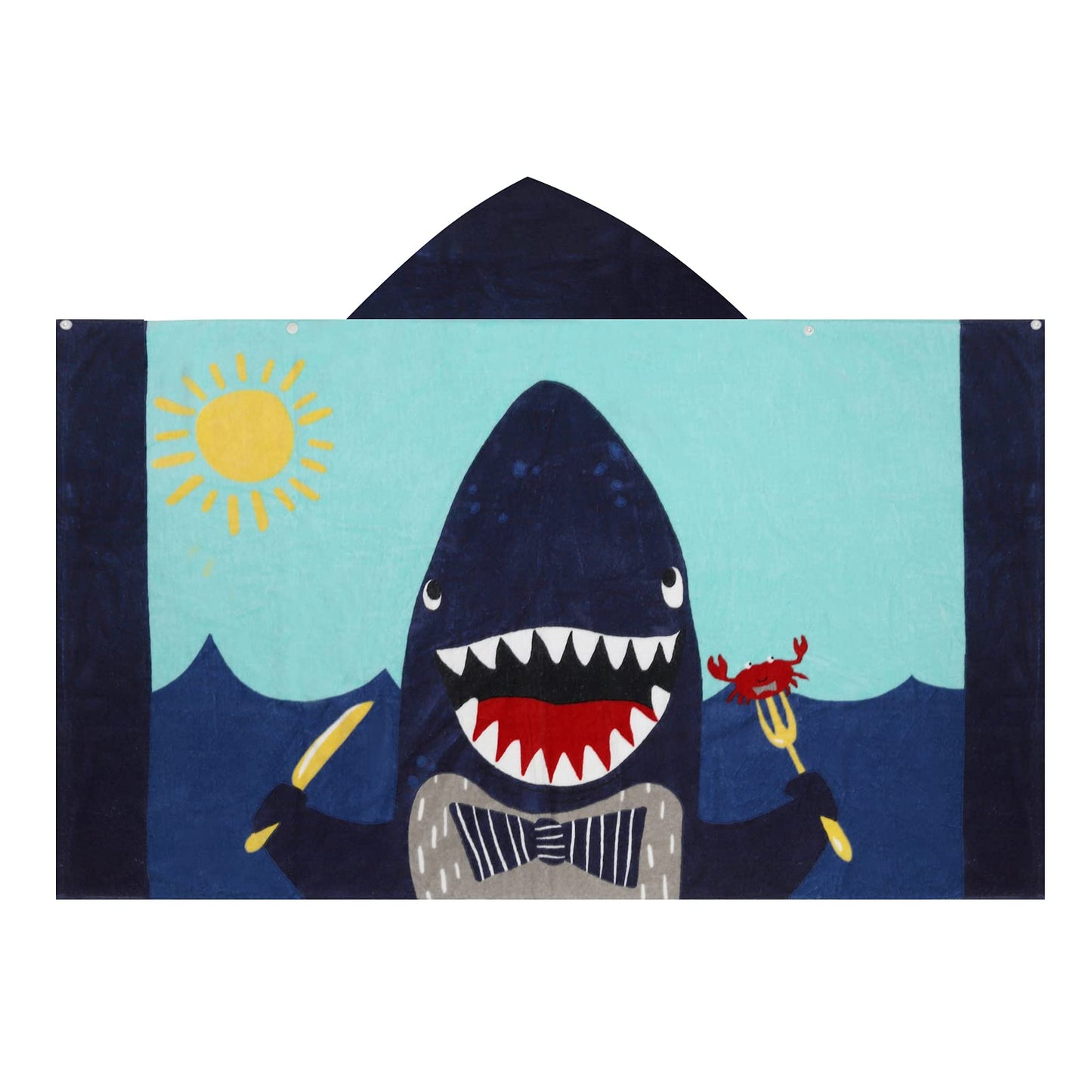 Bangsaur Kids Hooded Beach Bath Towels, 100% Cotton 50'X30' Wrap Towel, Toddlers Boys 3-12 Years Coverup Towel Shark With Knif