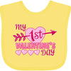 Inktastic My First Valentine'S Day With Pink Heart And Arrow Baby Bib Fuchsia 39970