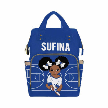 Artsadd Personalized Diaper Backpack, Large Capacity Baby Bag - Customized White And Blue Daypack Nappy Bag For Daughter/Grandda