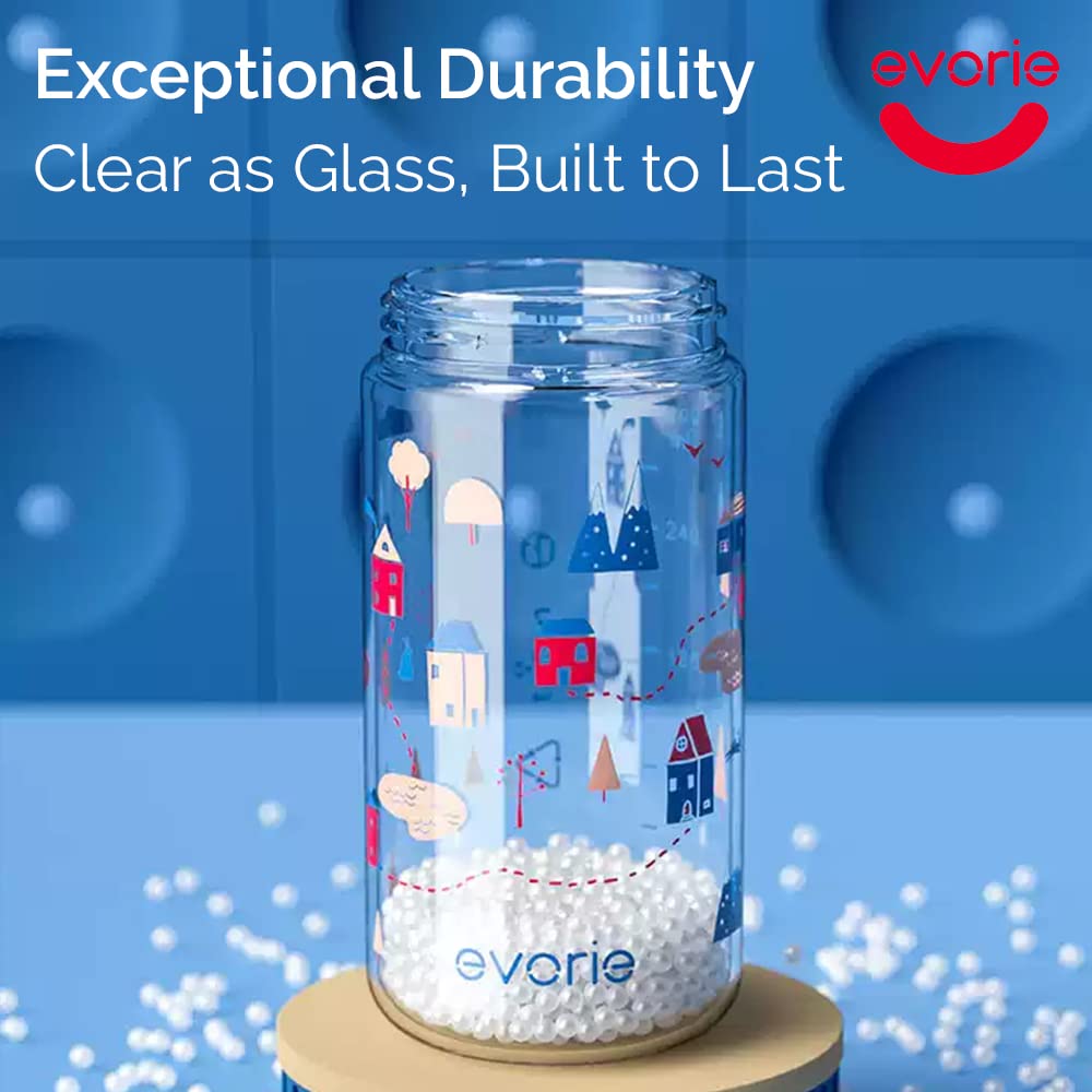 Evorie Tritan Toddler Sippy Cup With Silicone Straw, Spill-Proof Straw Water Bottle For Kids 1-2 Years Old, 10 Oz, Removable Han