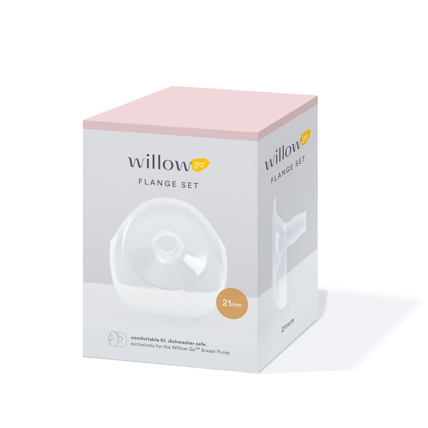 Willow Go Breast Pump Flanges - 21Mm - 2 Ct - Breast Shields For Willow Go Wearable Double Electric Breast Pump, Easy To Clean,