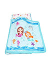 Everyday Kids Toddler Nap Mat With Removable Pillow -Underwater Mermaids- Carry Handle With Fastening Straps Closure, Rollup Des