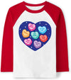 Tkria Valentine Day Shirt For Youth Large Graphic Long Sleeve Red Raglan T-Shirts Fall Shirt Heart Candy Big Sister 10 Years