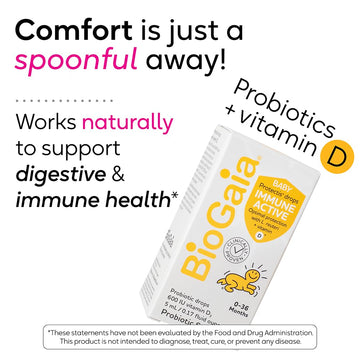 Biogaia Immune Active Baby Probiotic Drops + Vitamin D | For Digestive & Immune Health | For Babies & Toddlers 0-36 Months | Ped