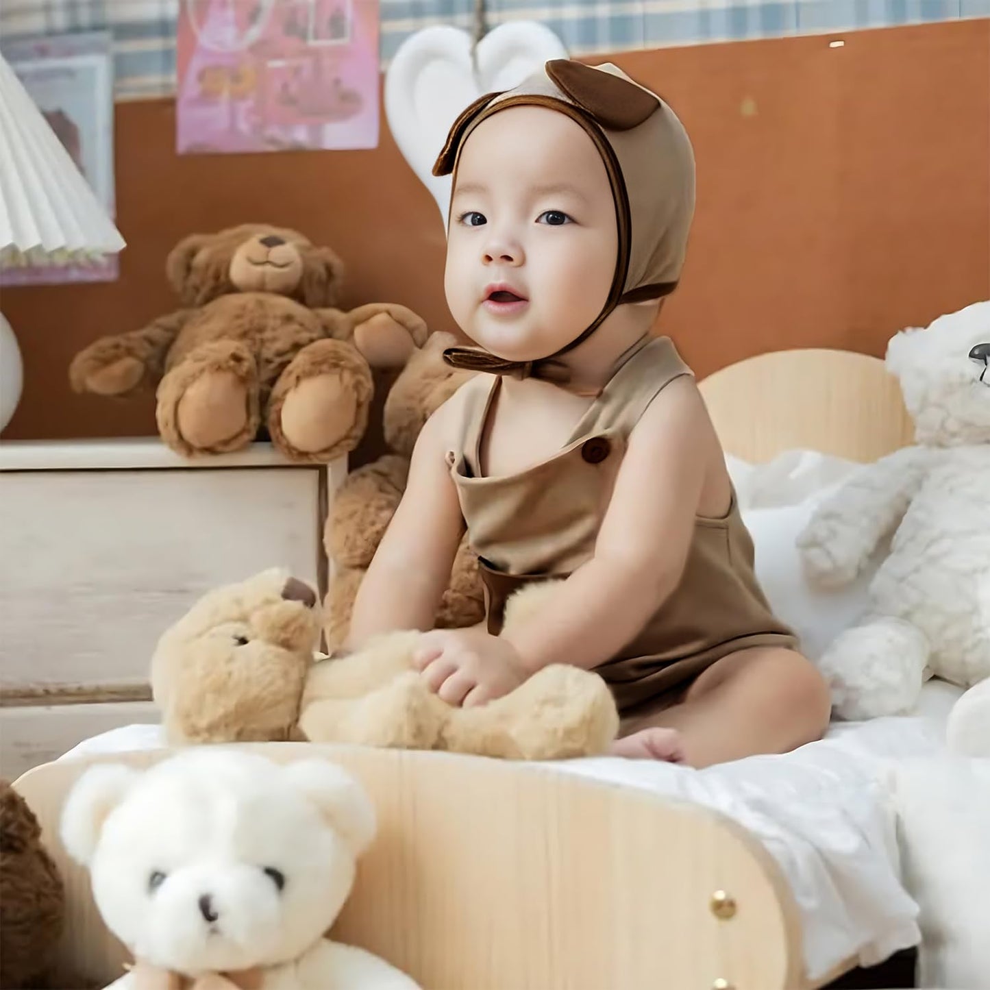 Agqt Infant Babys Bear Costume 1St Halloween Animal Costume One Piece Romper Overalls With Bear Hat Size 6-12 Months(73)