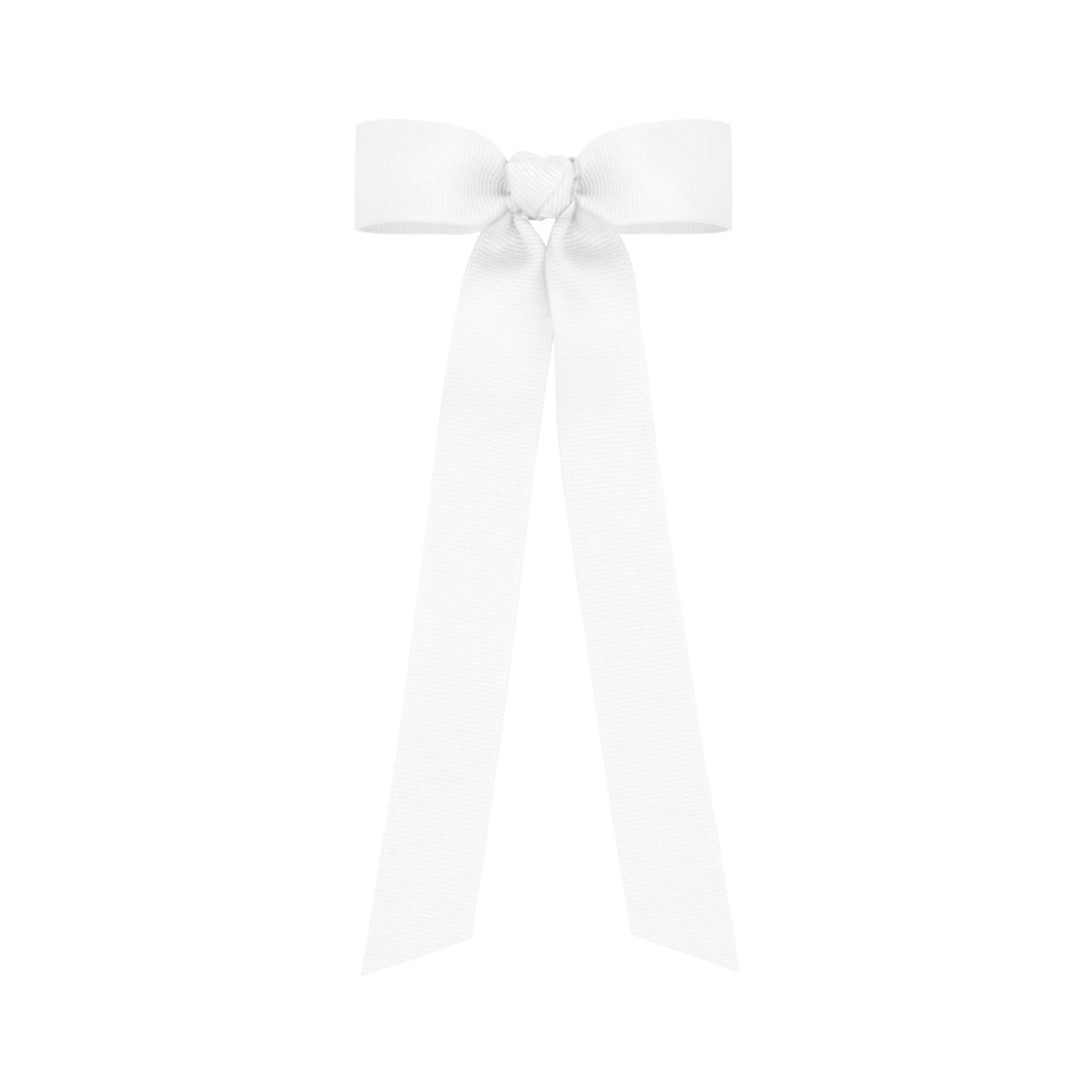 Wee Ones Girls Mini Grosgrain Bowtie with Knot Wrap and Stream Tails, 8 Streamer, White