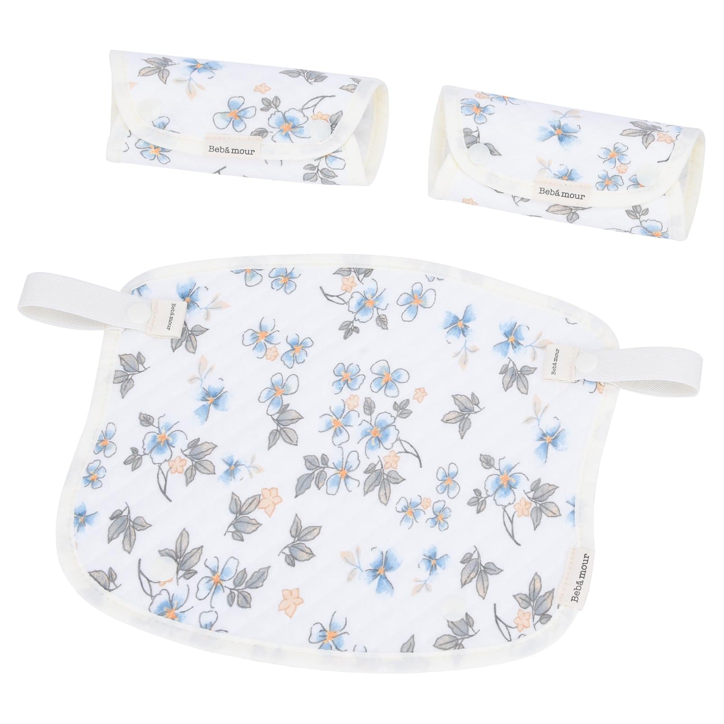 Bebamour Drool And Teething Reversible Cotton Pad For All Carry Positions Baby Carrier White Drool Bib For Boys & Girls(Flower)