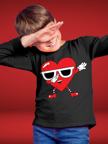 Dabbing Heart Love Dab Valentine'S Day Toddler Kids Long Sleeve T-Shirt 5T Black