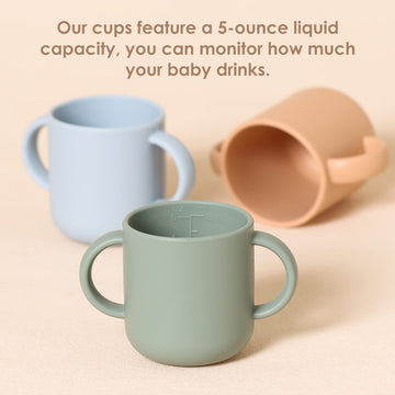 Rocced Silicone Tiny Cups For Baby Silicone Baby Drinking Cups With 2 Handles, Toddler Training Cups Easy Grip For 6 Months+ 150