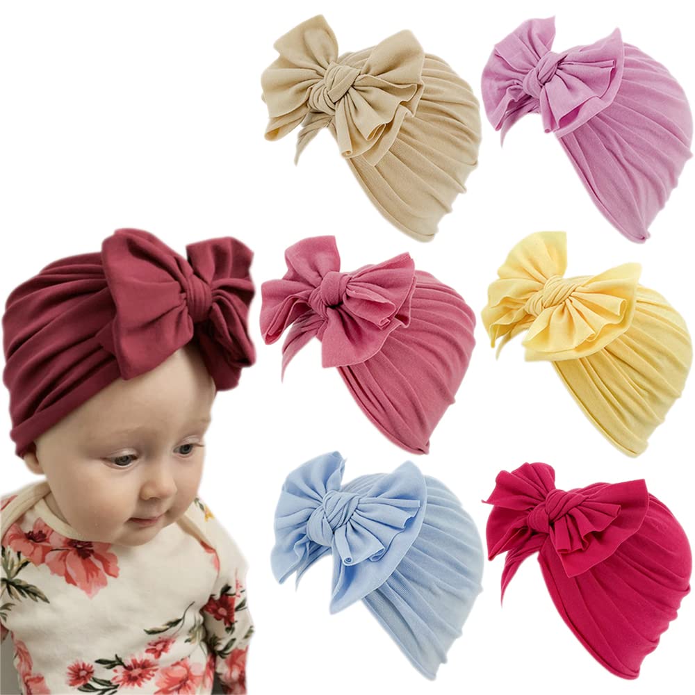 Xyx Baby Girl Toddlers Breathable Cotton Hat Newborn Knotted Hat Cute Donut Soft Turban Bow Knot Cap (Multicolored-12)