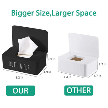 Moorfowl Butt Wipes Dispenser For Bathroom, Upgrade Size(8.2L X 4.9W X 3.9H Inches), Large Capacity Flushable Wipes Holder Conta