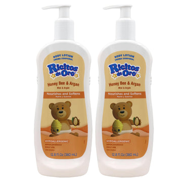 Ricitos De Oro Honey And Argan Baby Body Lotion That Helps Smooth Baby Skin -Hypoallergenic With Honey Bee Extract Delicious Sce