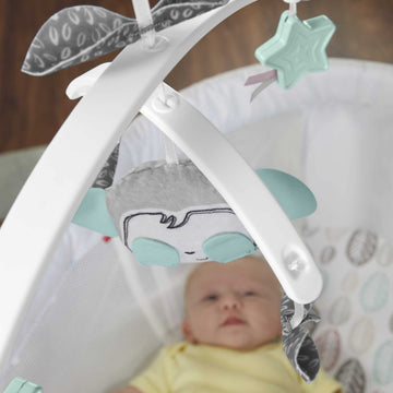 Fisher-Price Baby Bedside Sleeper Soothing Motions Bassinet with Lights Music Vibrations & Toy Mobile for Newborns 0+ Months, Sw