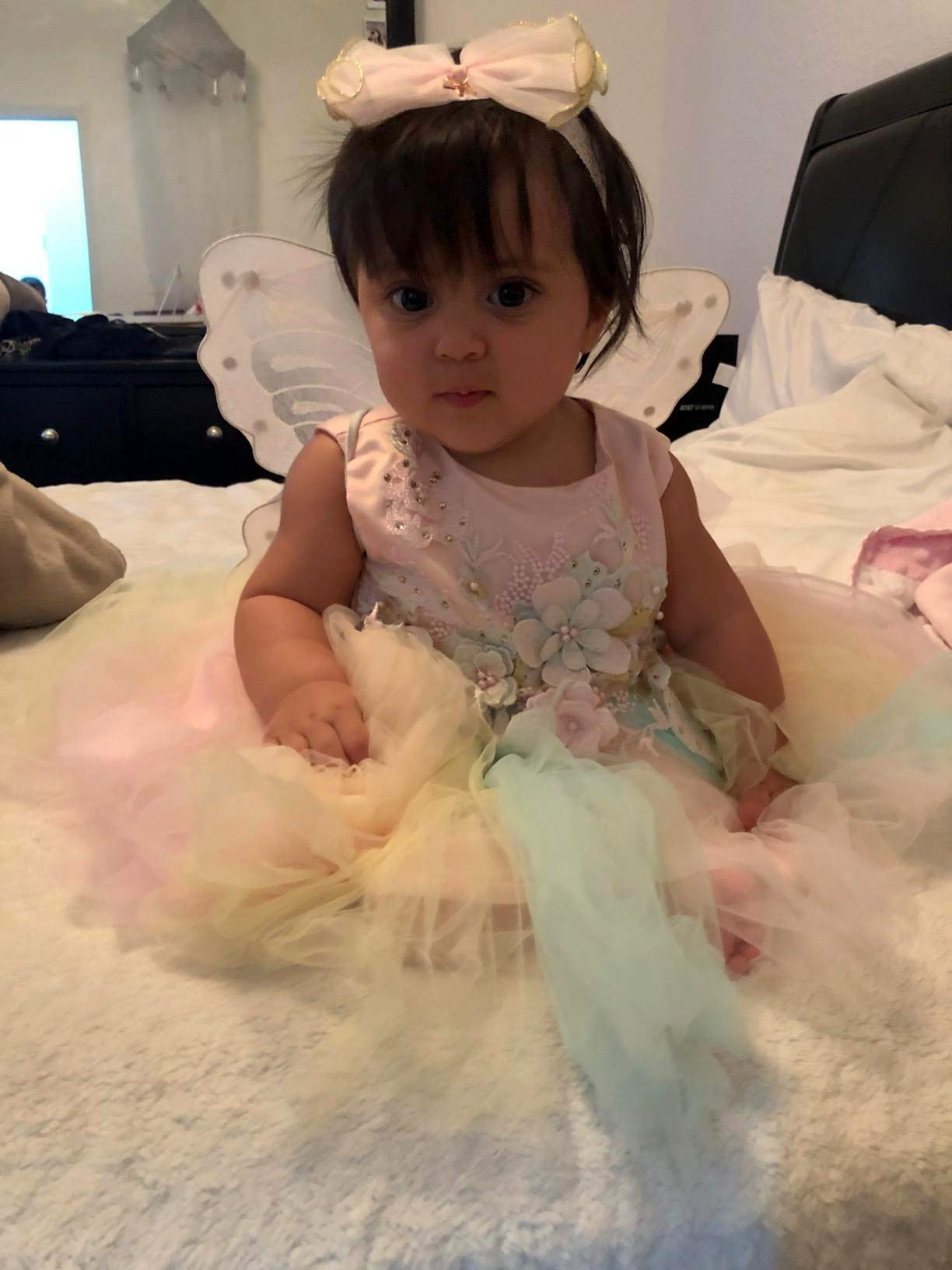 Weileenice Peach Pink Baby Girls Dress Rainbow Tulle Lace Embroidery Beads Toddler Pageant Wedding Party 1St Birthday Tutu Dress