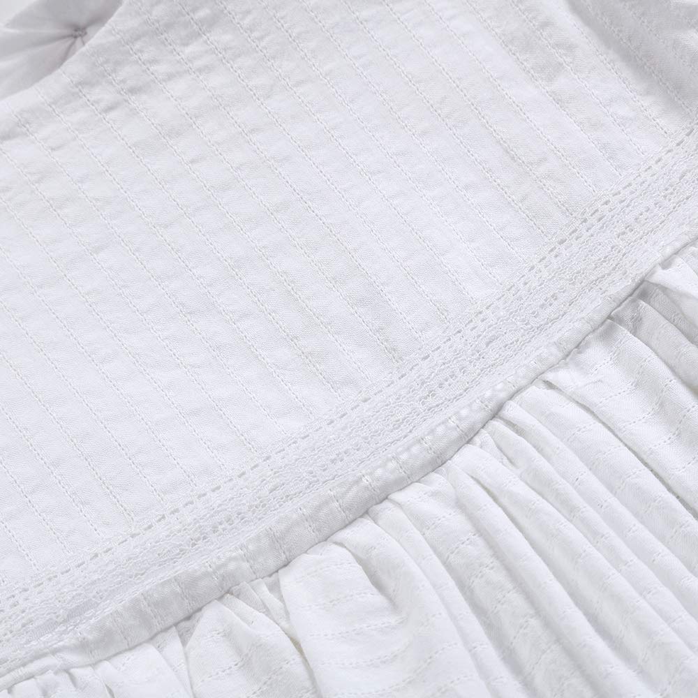 Niubao Baby Girls Baptism Delicate Cotton Dress Gown With Bonnet For 0-15 Months (6-9M, White)