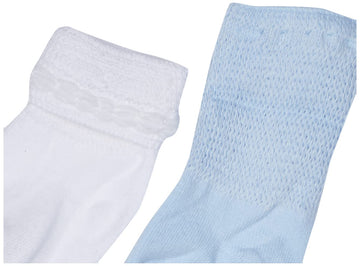 Jefferies Socks Baby Newborn Bubble Stitch Rock-A-Bye Bootie 6 Pair Pack Socks, Blue/White, Newborn