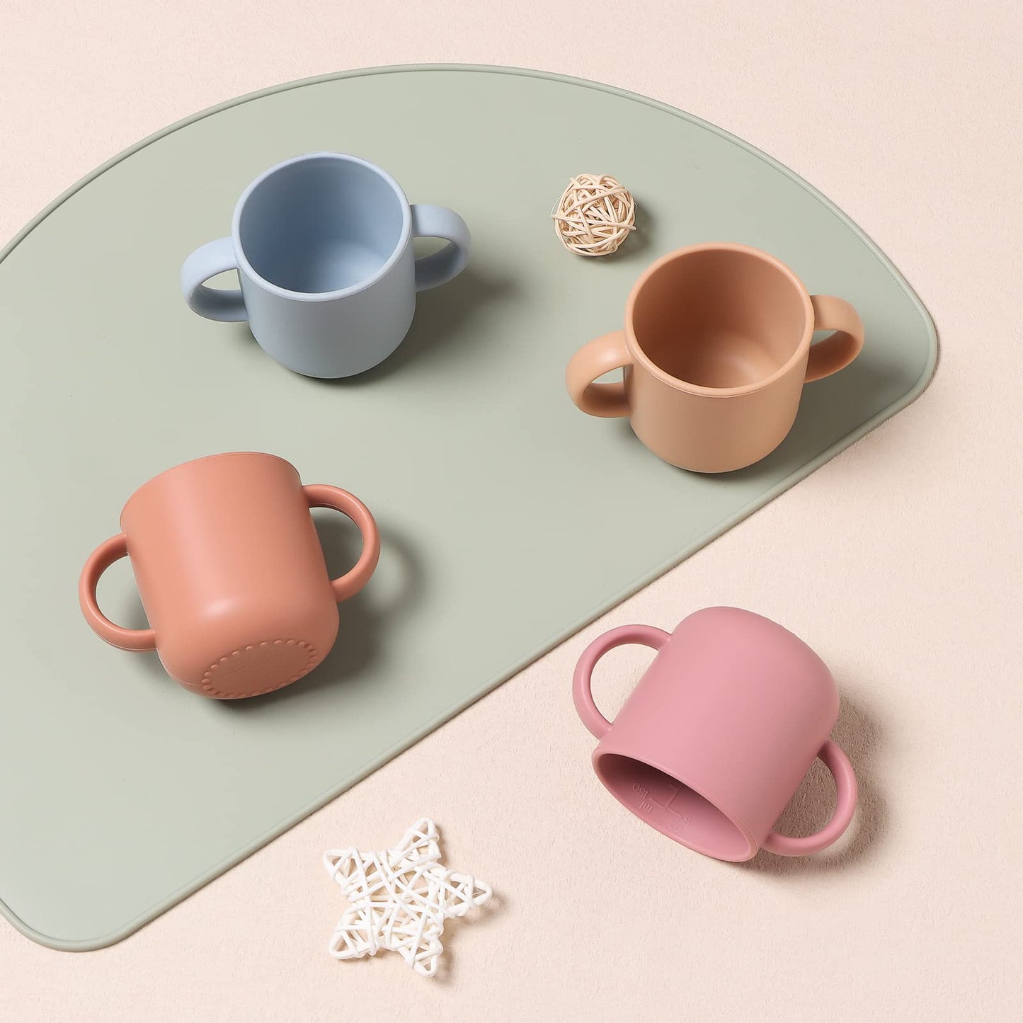 Rocced Silicone Tiny Cups For Baby Silicone Baby Drinking Cups With 2 Handles, Toddler Training Cups Easy Grip For 6 Months+ 150