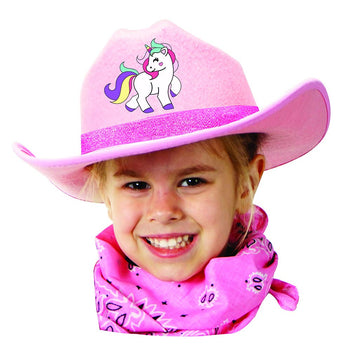 Unicorn Cowboy Hat With Bandanna Pink Sparkle