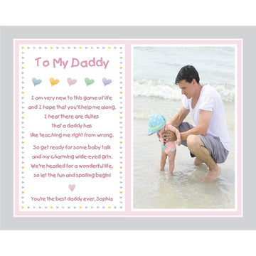 Baby Girl To Daddy Gift For Christmas Or Birthday, 8X10 Print Personalized With Name And Photo