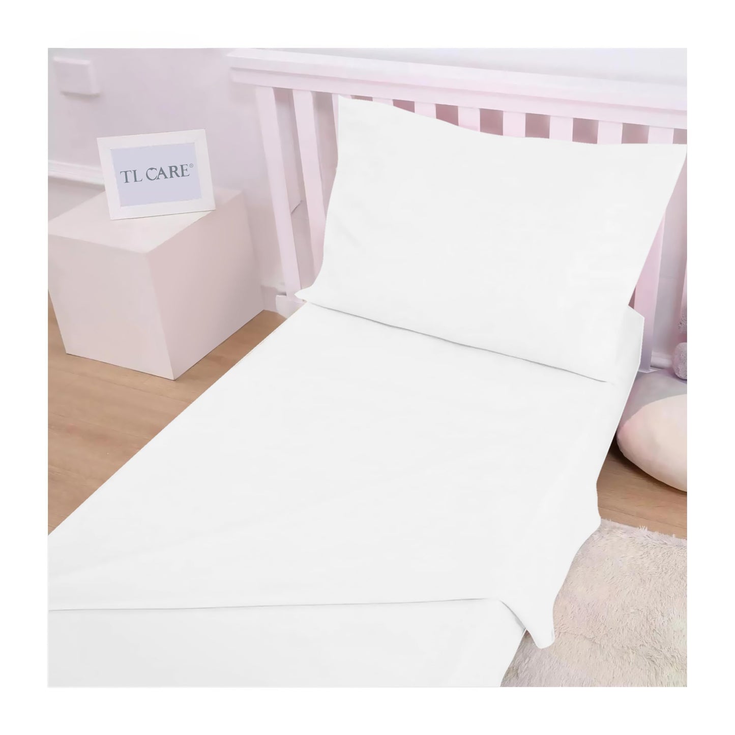 Tl Care 100% Natural Cotton Jersey Knit 3-Piece Toddler Sheet Set, White, Soft Breathable, For Boys And Girls