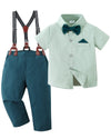 Disaur Baby Boy Clothes Suits, Toddler Dress Short Shirt With Bowtie + Suspender Pants Outfit Sets Gentleman Wedding 1-5 Years (