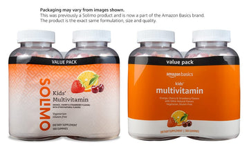 Amazon Basics Kids' Multivitamin Gummies, Cherry, Strawberry & Orange, 380 Count (2 Packs Of 190) (2 Per Serving) (Previously So