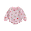 Fybitbo My First Christmas Baby Girl Boy Outfit Sweatshirt Romper Sweater Onesie Long Sleeve Bodysuit Fall Clothes (Pink-Santa C
