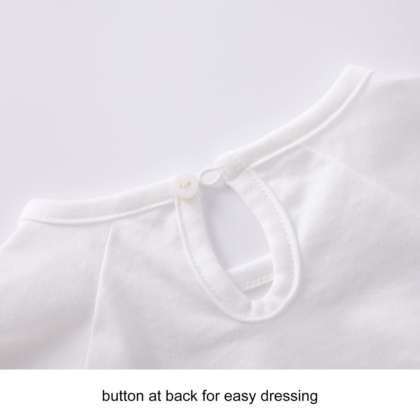 Pureborn Baby Girl Ruffle Bell Sleeve Bodysuit Organic Cotton Short Sleeve Bodysuits 9-12 Months White