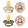 Bibs Pacifiers - Colour 4 Pack | Round Nipple Baby Pacifier | Bpa Free Natural Rubber Latex Soother | Made In Denmark | Size 0-6