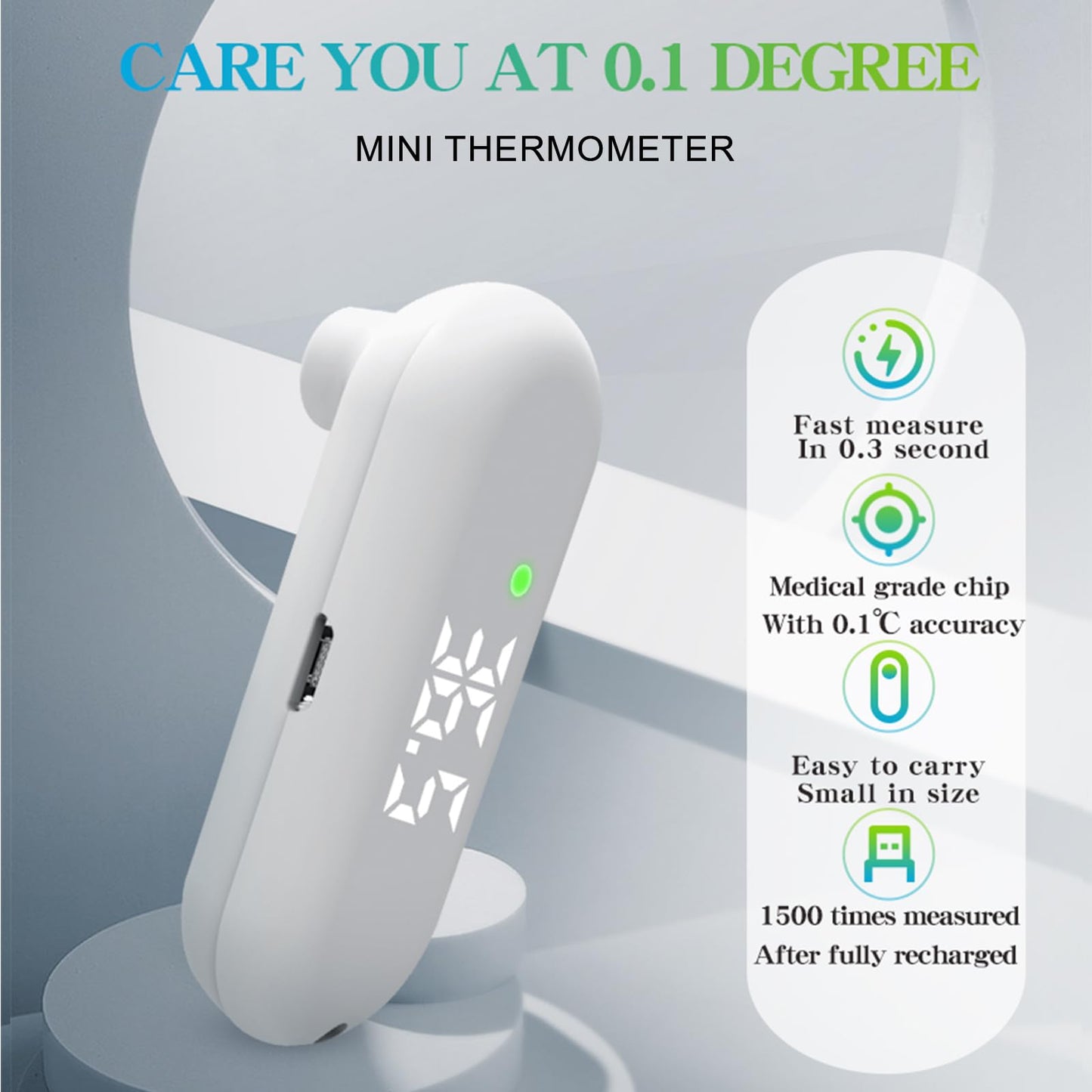 Medical Forehead Thermometer, Rechargeable Thermometer For Adults And Kids, Portable Infrared Digital Thermometer With Fever Ala