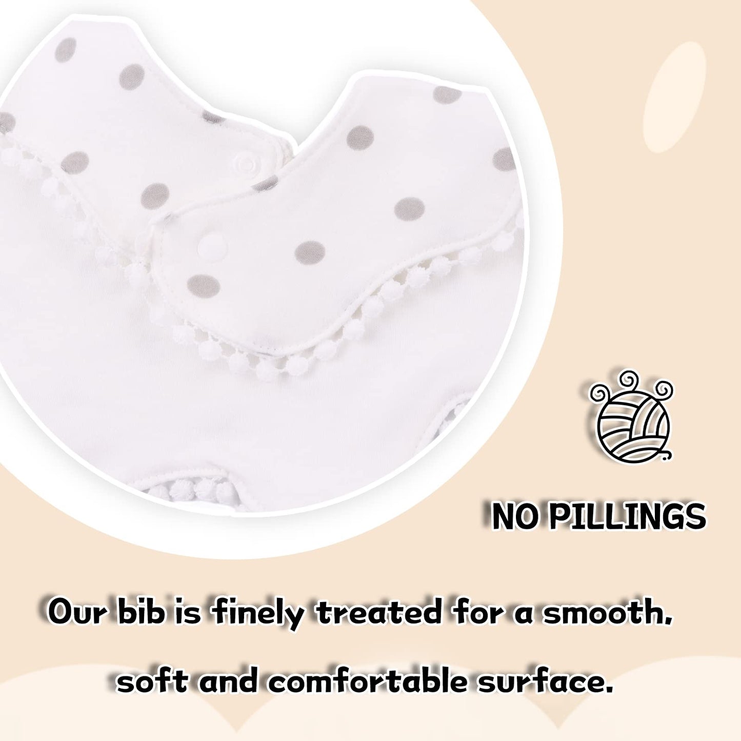 Bamery Baby Bandana Bibs White Cotton Drool Bibs For Drooling And Teething Absorbent For Boy Girl (Star+Dot+Snow)