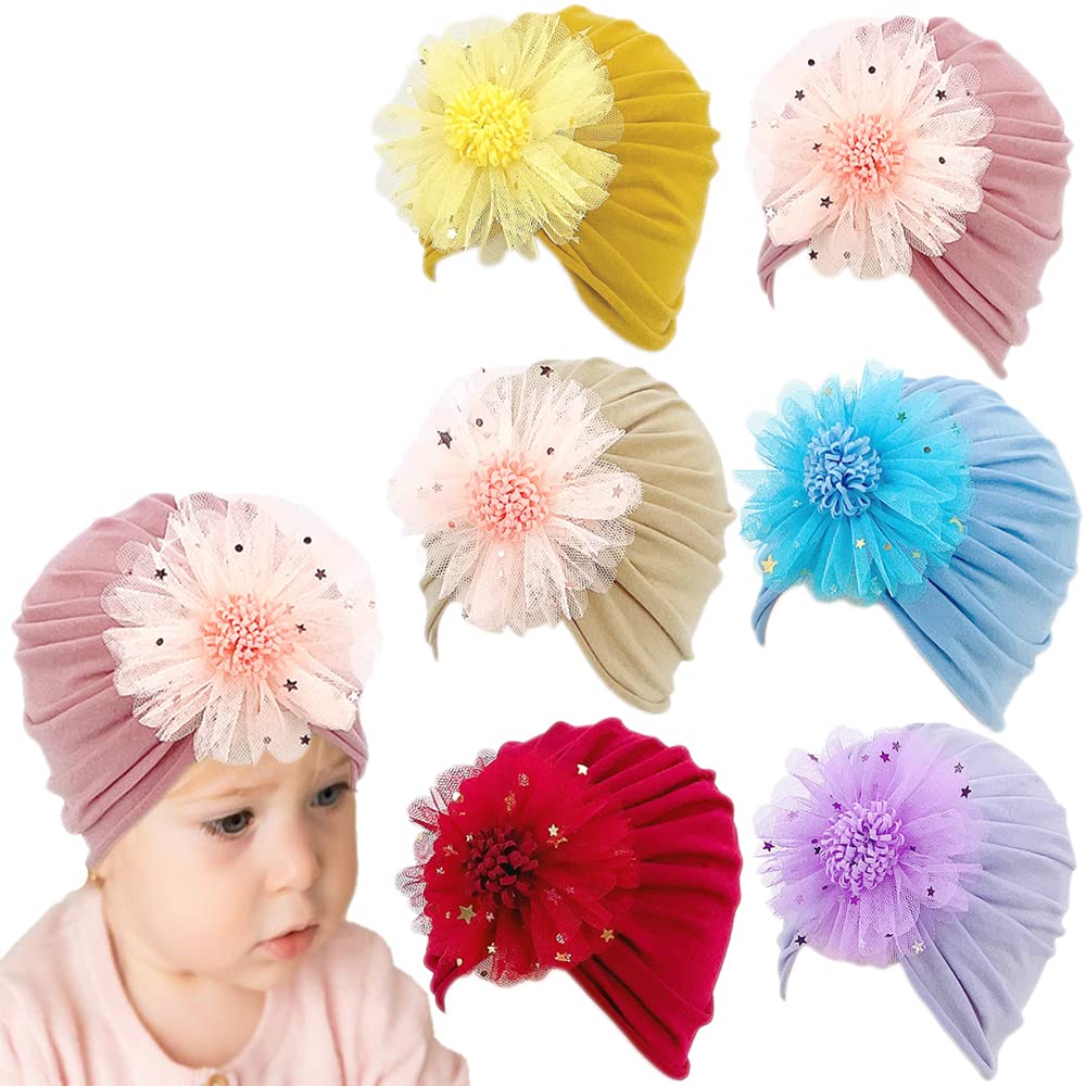 Xyx Baby Girl Toddlers Breathable Cotton Hat Newborn Knotted Hat Cute Donut Soft Turban Bow Knot Cap (H-02)
